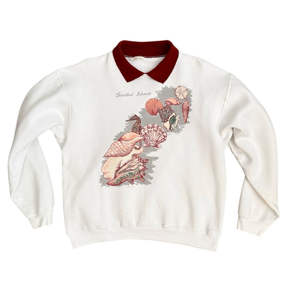 Vintage Sanibel Island Sweatshirt Collared Florida S Small M Medium
